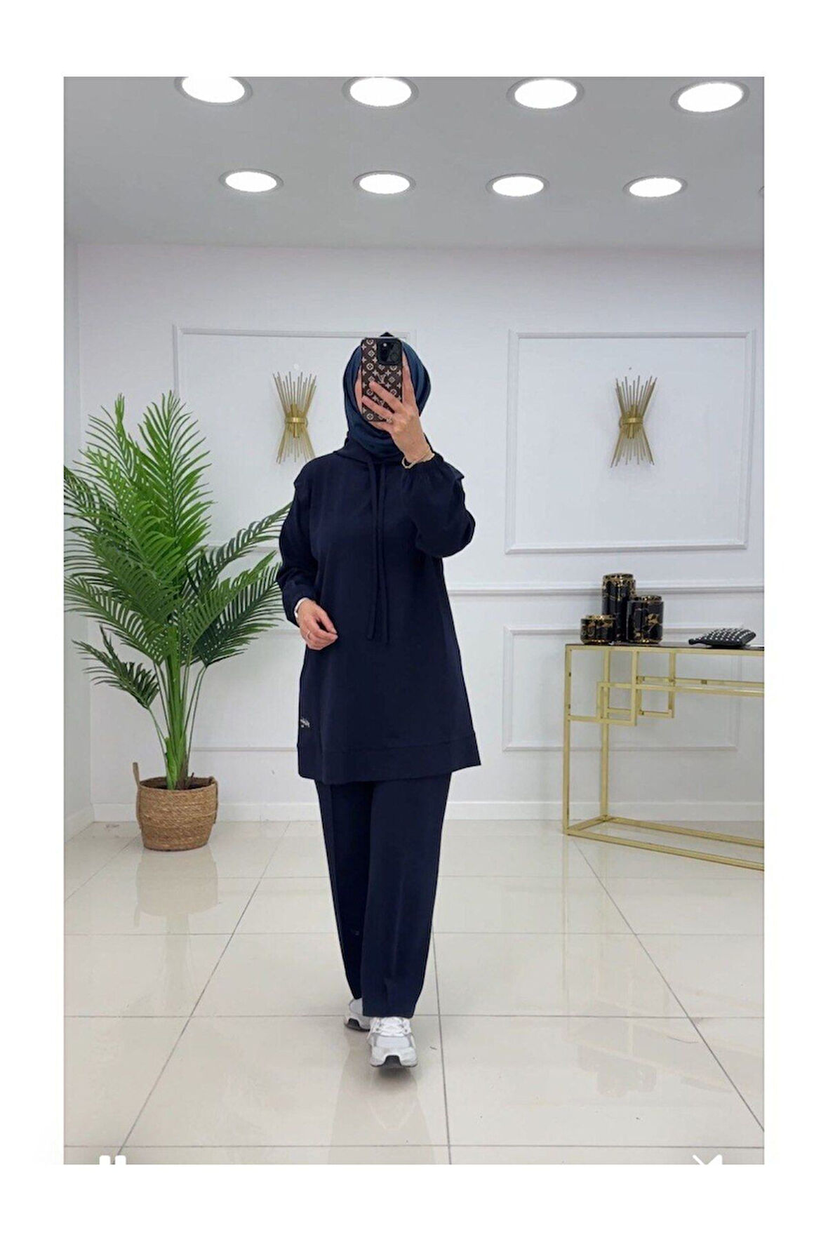 Kadın 2'li Tunik Pantolon Takım, Kapüşonlu Sweat Tunik,Pantolon Set