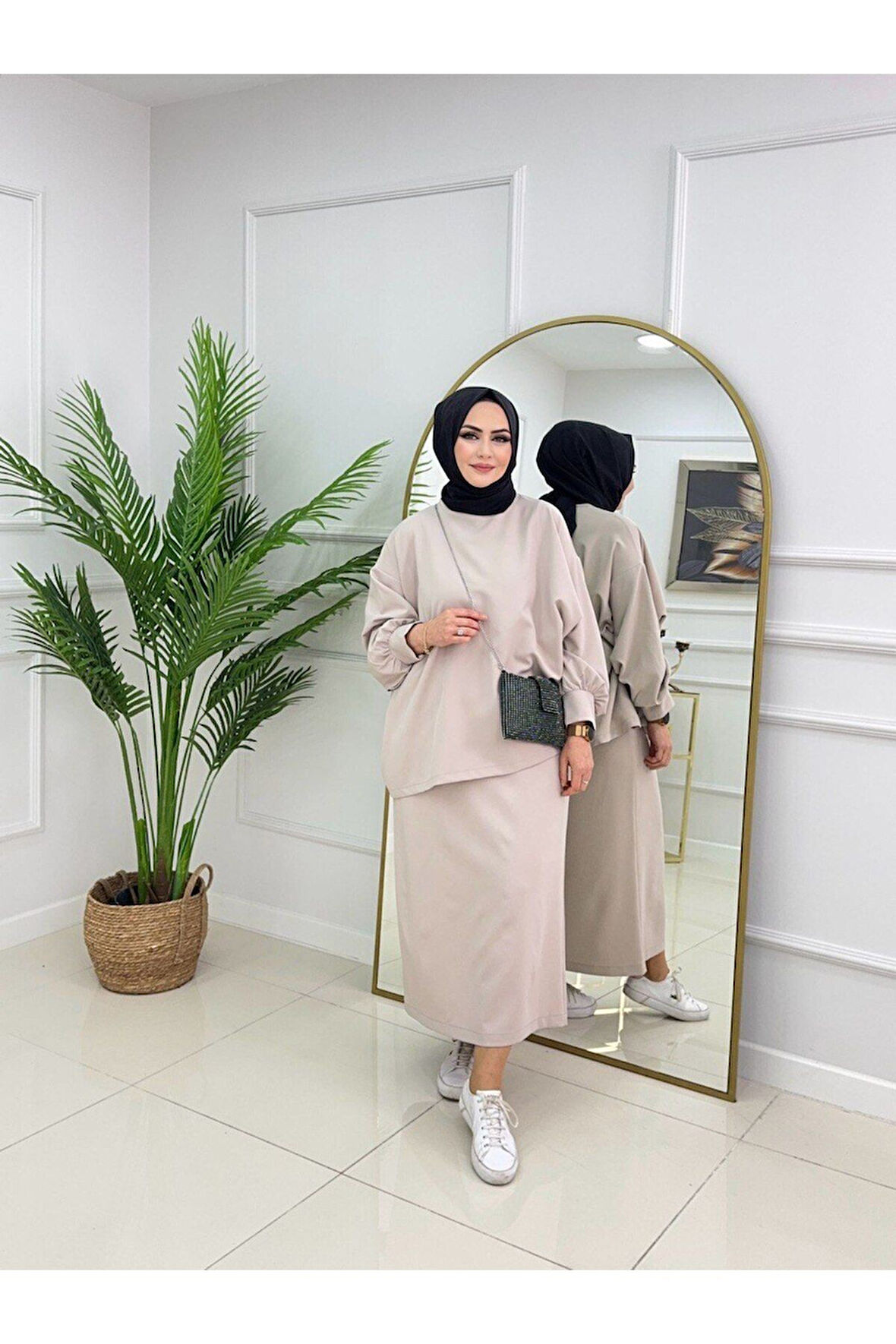 Kadın Tesettür 2'Li Takım Spor Görünümlü Etek & Pantolon