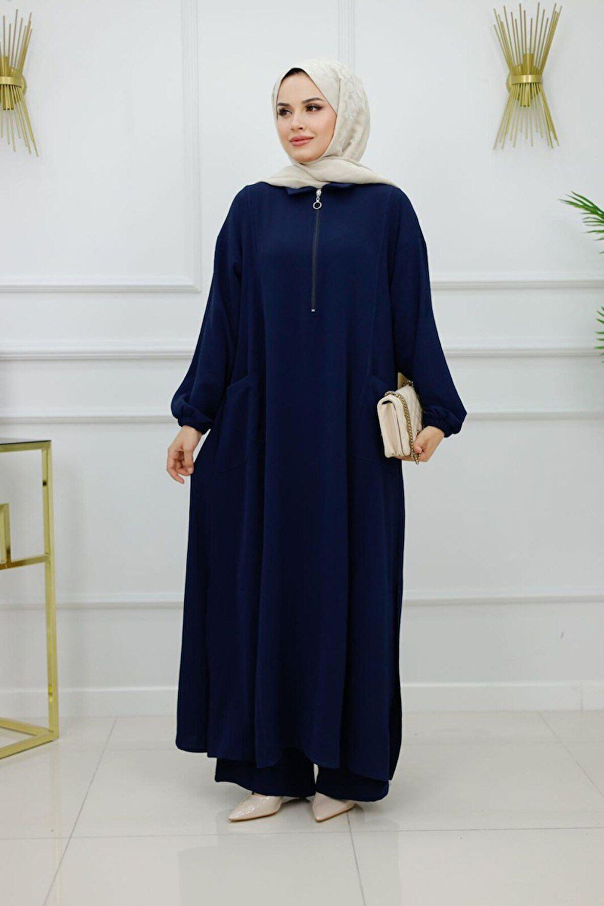 Kadın Tesettür 2'Li Yazlık Aerobin Takım Tunik & Pantolon