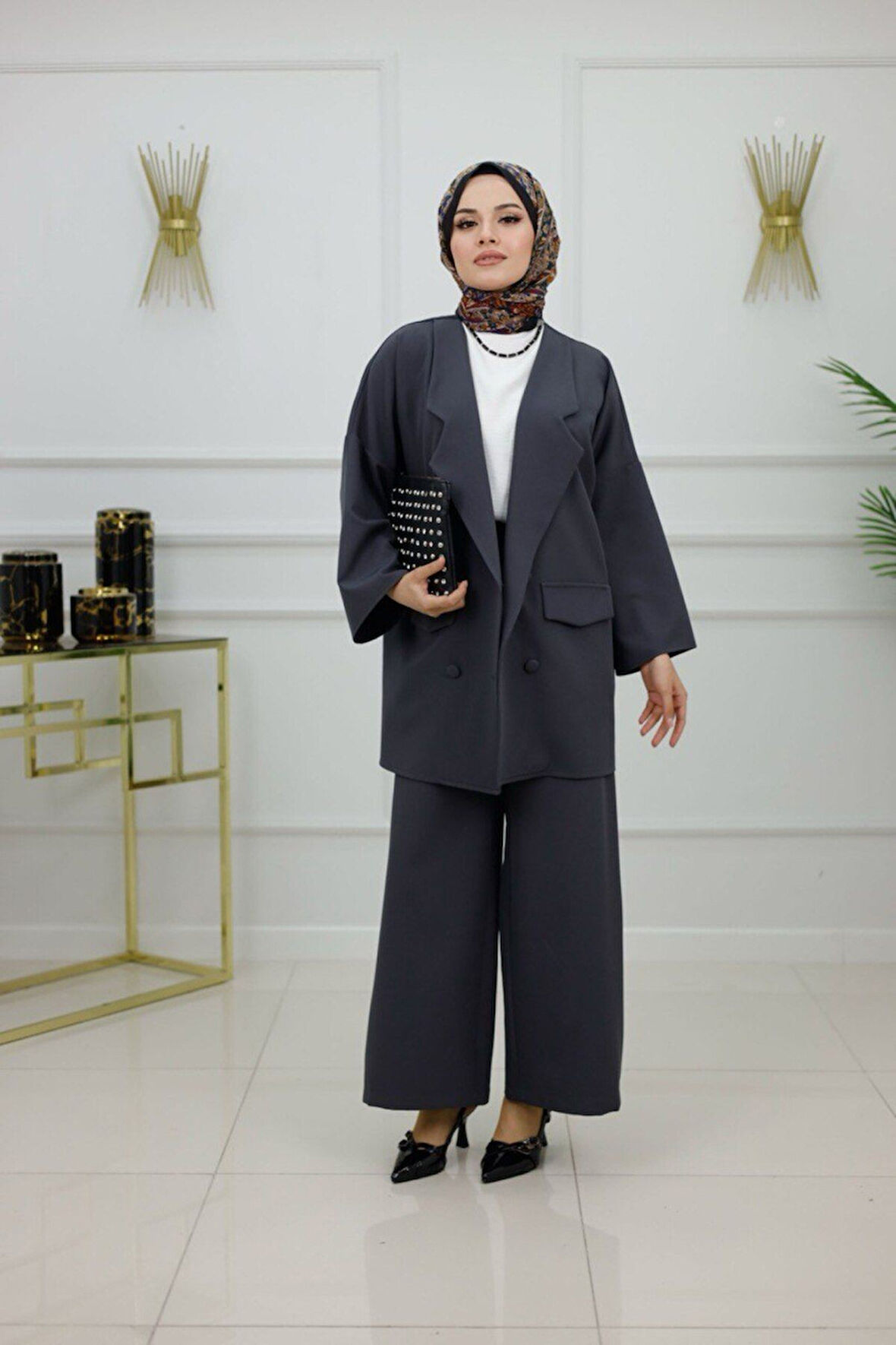 Kadın Tesettür Takım 2'Li Ceket & Pantolon Takımı