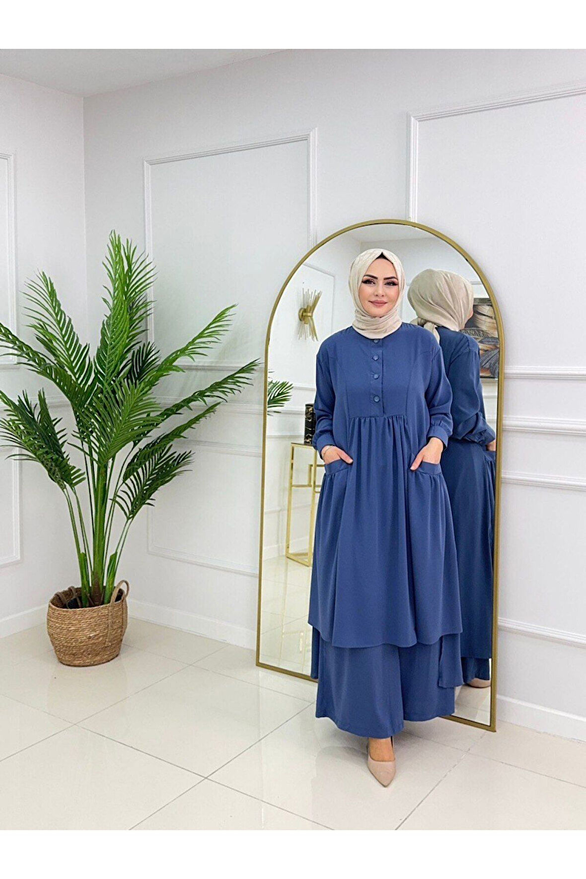 Kadın Tesettür Medine İpeği 2'Li Takım Tunik & Pantolon