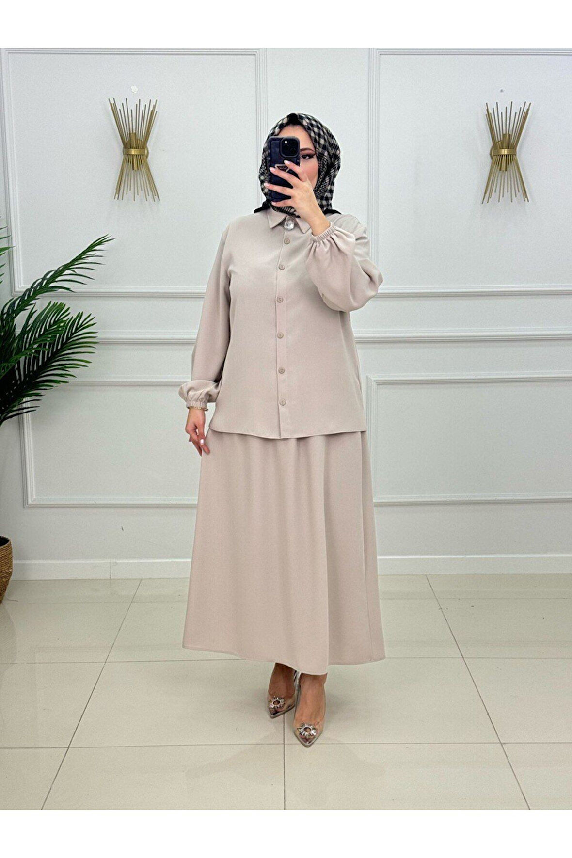 Kadın Tesettür 2'li Takım Etekli & Gömlekli Takım