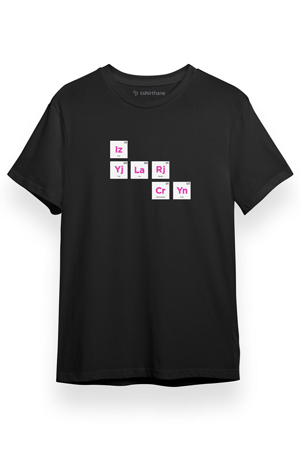 ITZY Periodic Table Siyah Kısa kol Erkek Tshirt