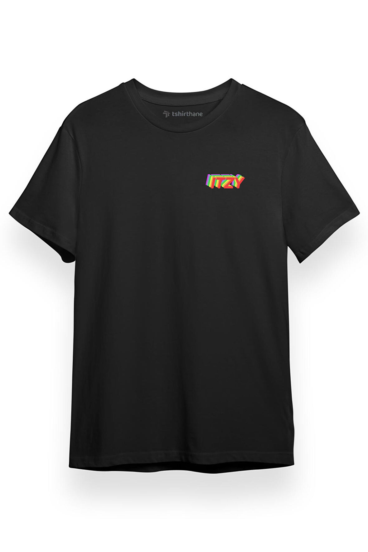 ITZY Rainbow Logo Siyah Kısa kol Erkek Tshirt