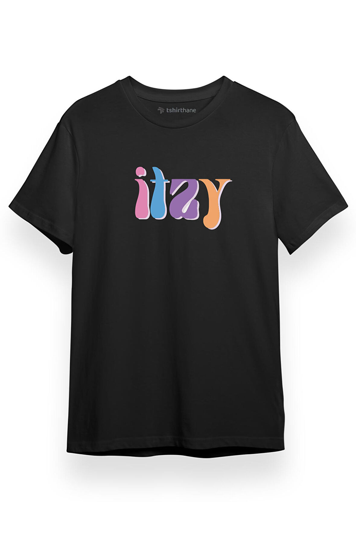 ITZY Retro Siyah Kısa kol Erkek Tshirt