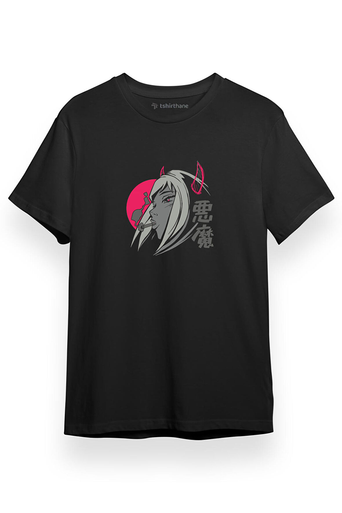 Demon Slayer Anime Demon Anime Girl Siyah Kısa kol Erkek Tshirt