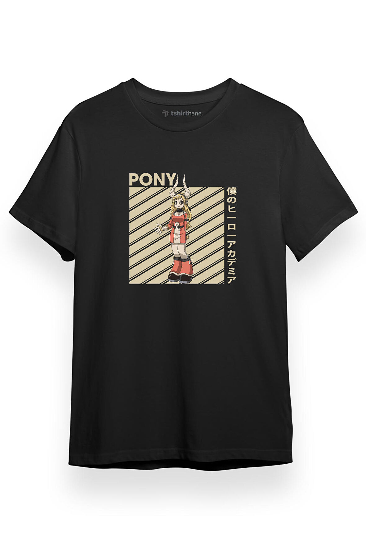 My Hero Academia Anime Pony Poster Siyah Kısa kol Erkek Tshirt