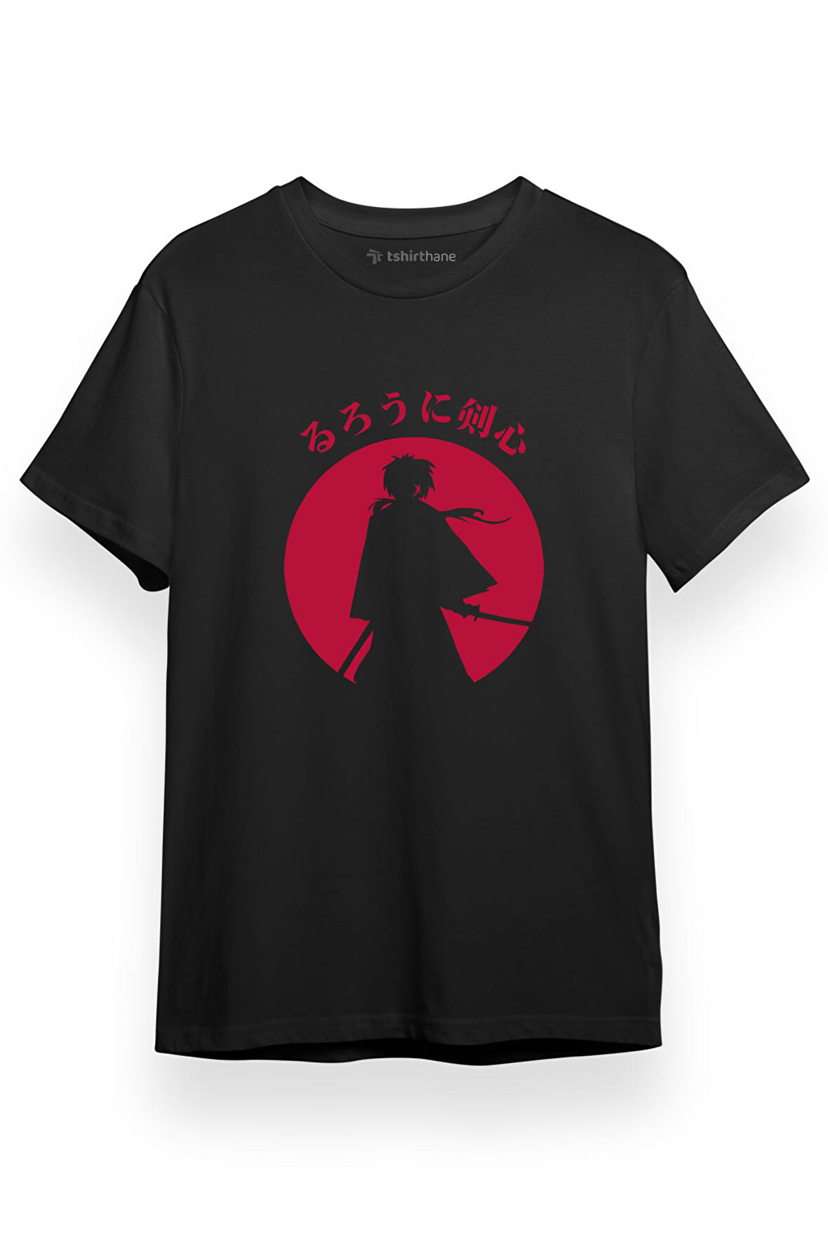 Rurouni Kenshin Silhouette Siyah Kısa kol Erkek Tshirt