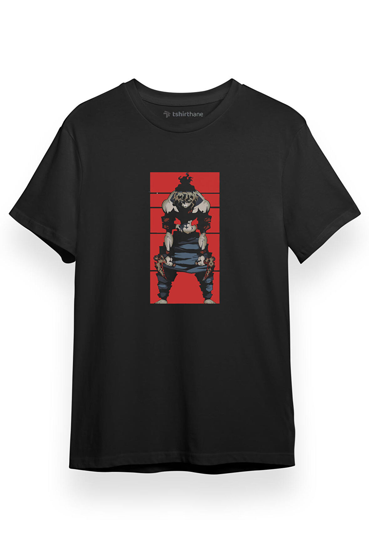 Demon Slayer Anime Gyutaro Poster Siyah Kısa kol Erkek Tshirt