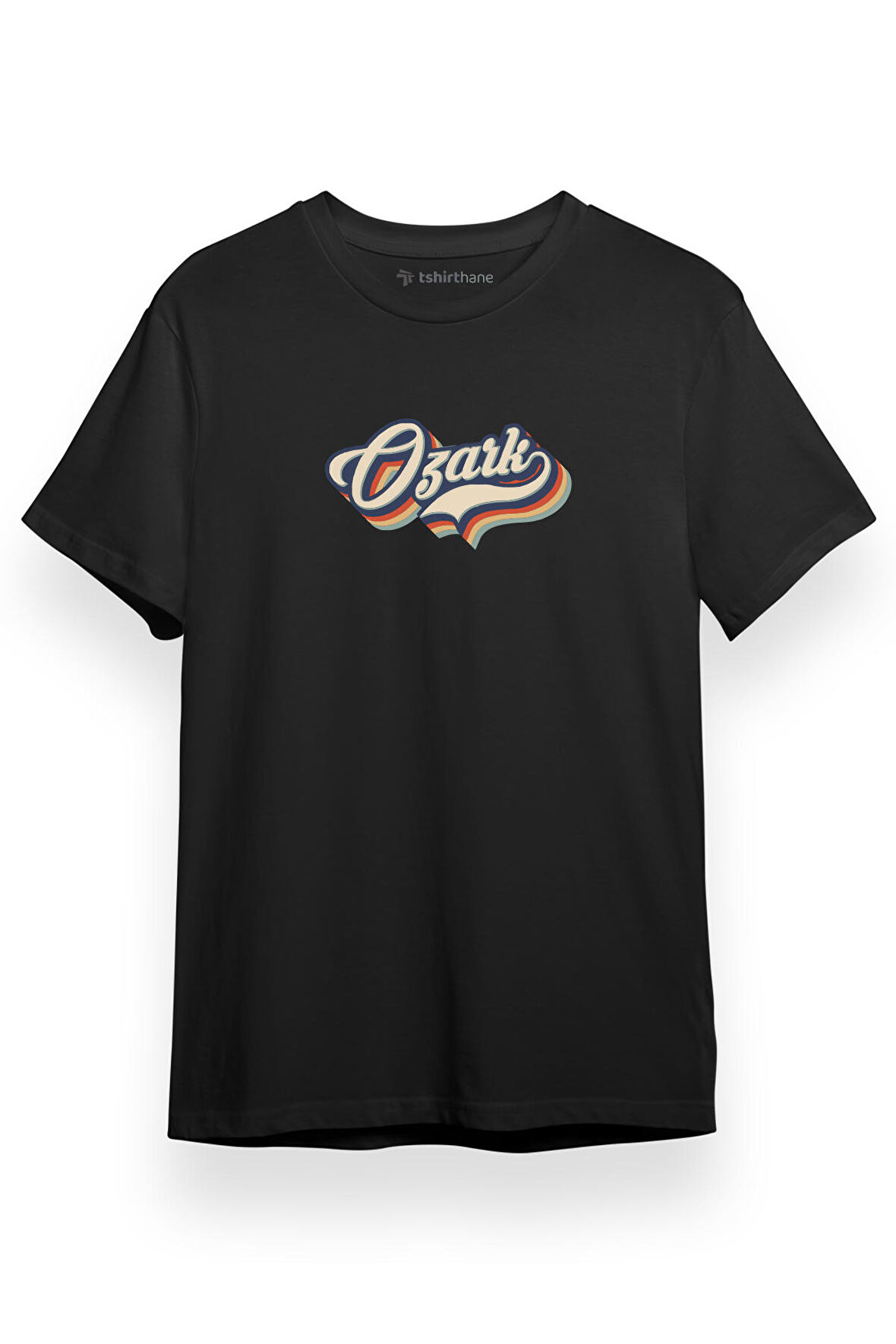 Ozark Rainbow Letter Siyah Kısa kol Erkek Tshirt