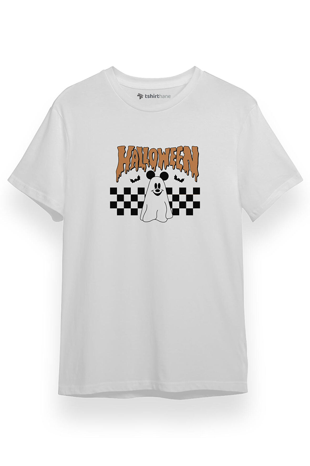 Halloween Mickey Ghost Beyaz Kısa kol Erkek Tshirt