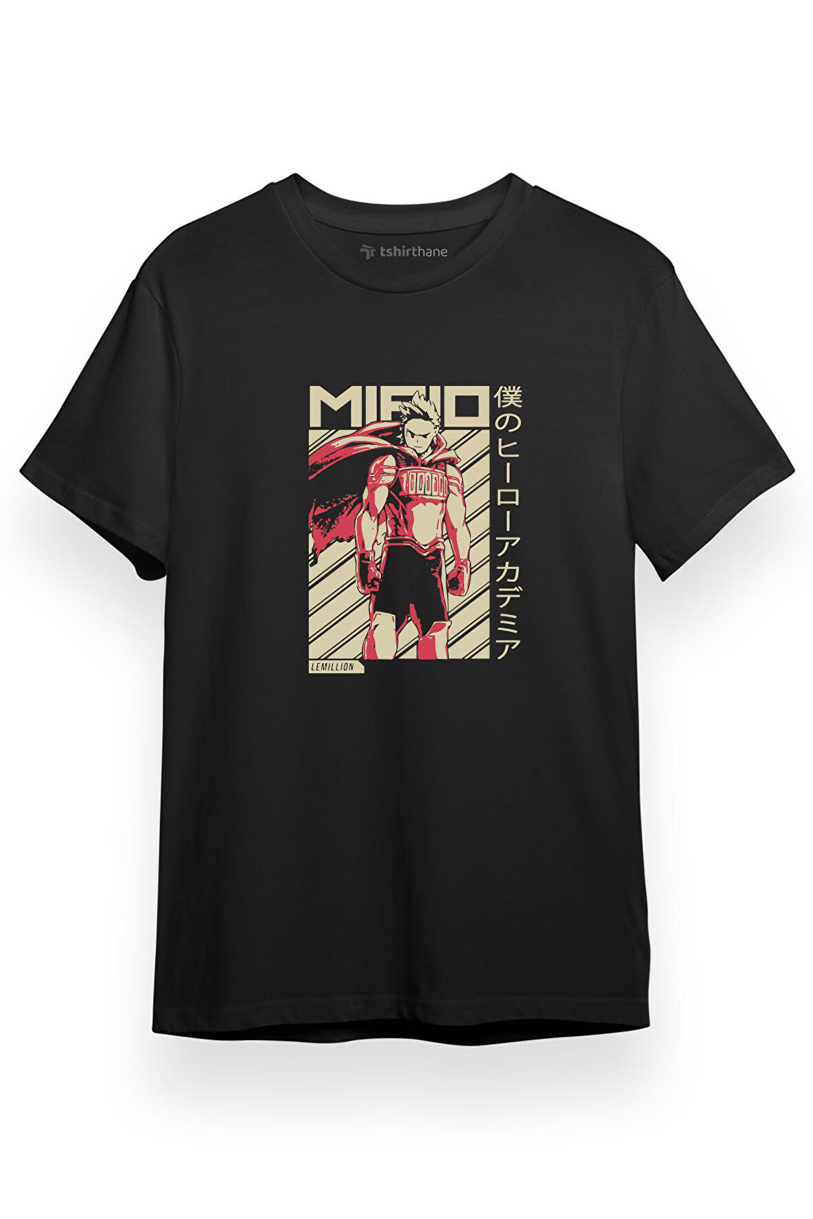 My Hero Academia Anime Mirio Poster Siyah Kısa kol Erkek Tshirt
