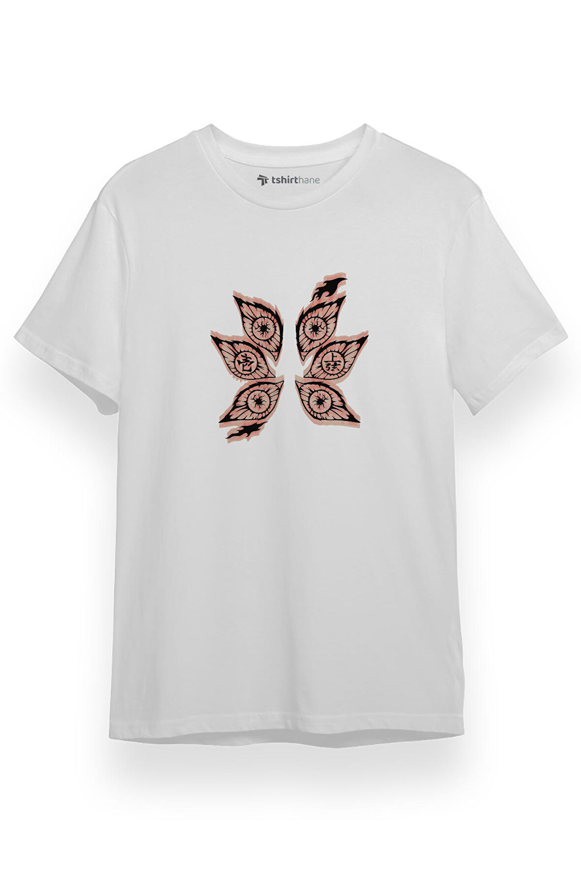 Demon Slayer Anime Demon Lord Eyes Beyaz Kısa kol Erkek Tshirt