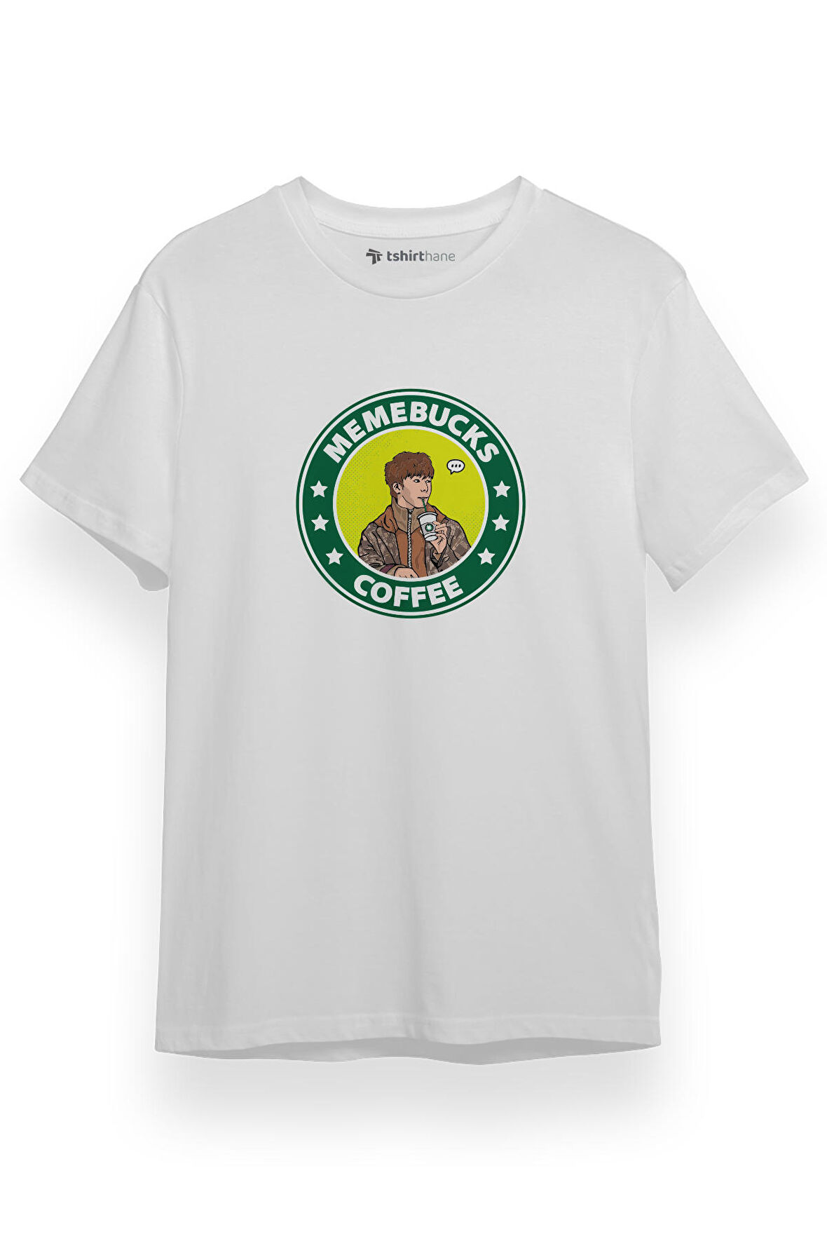 Monsta X Hyungwon Memebucks Coffee Beyaz Kısa kol Erkek Tshirt