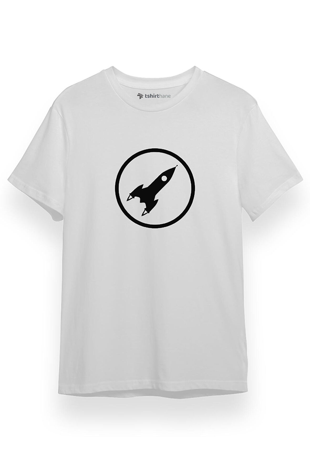 Rocket Minimalist Icon Beyaz Kısa kol Erkek Tshirt