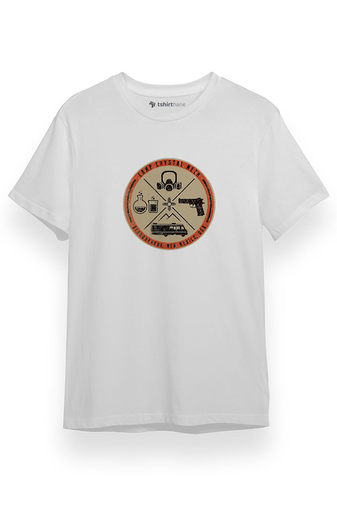Breaking Bad Camp Crystal Meth Beyaz Kısa kol Erkek Tshirt
