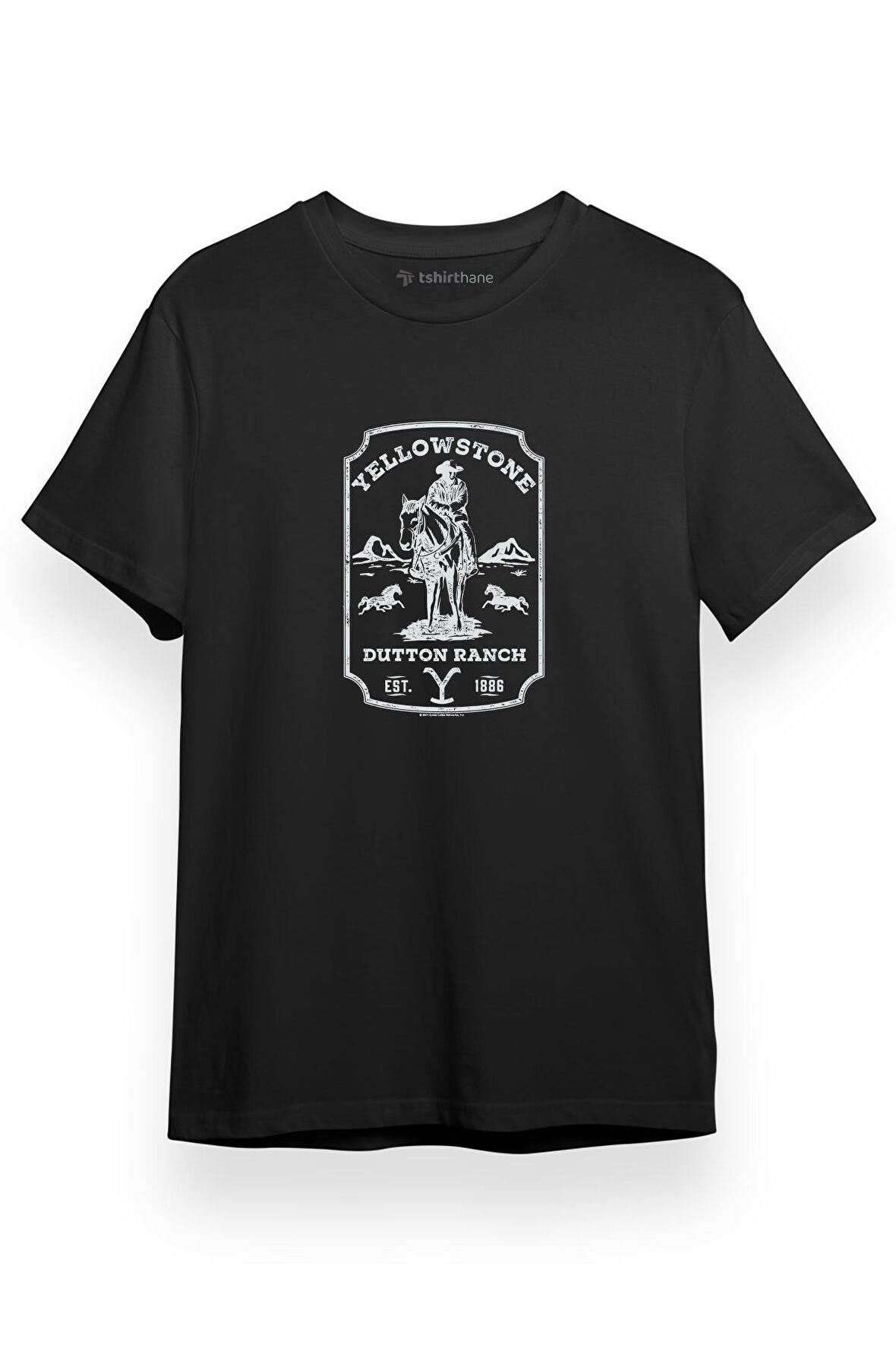 Yellowstone Dutton Ranch Framed Siyah Kısa kol Erkek Tshirt