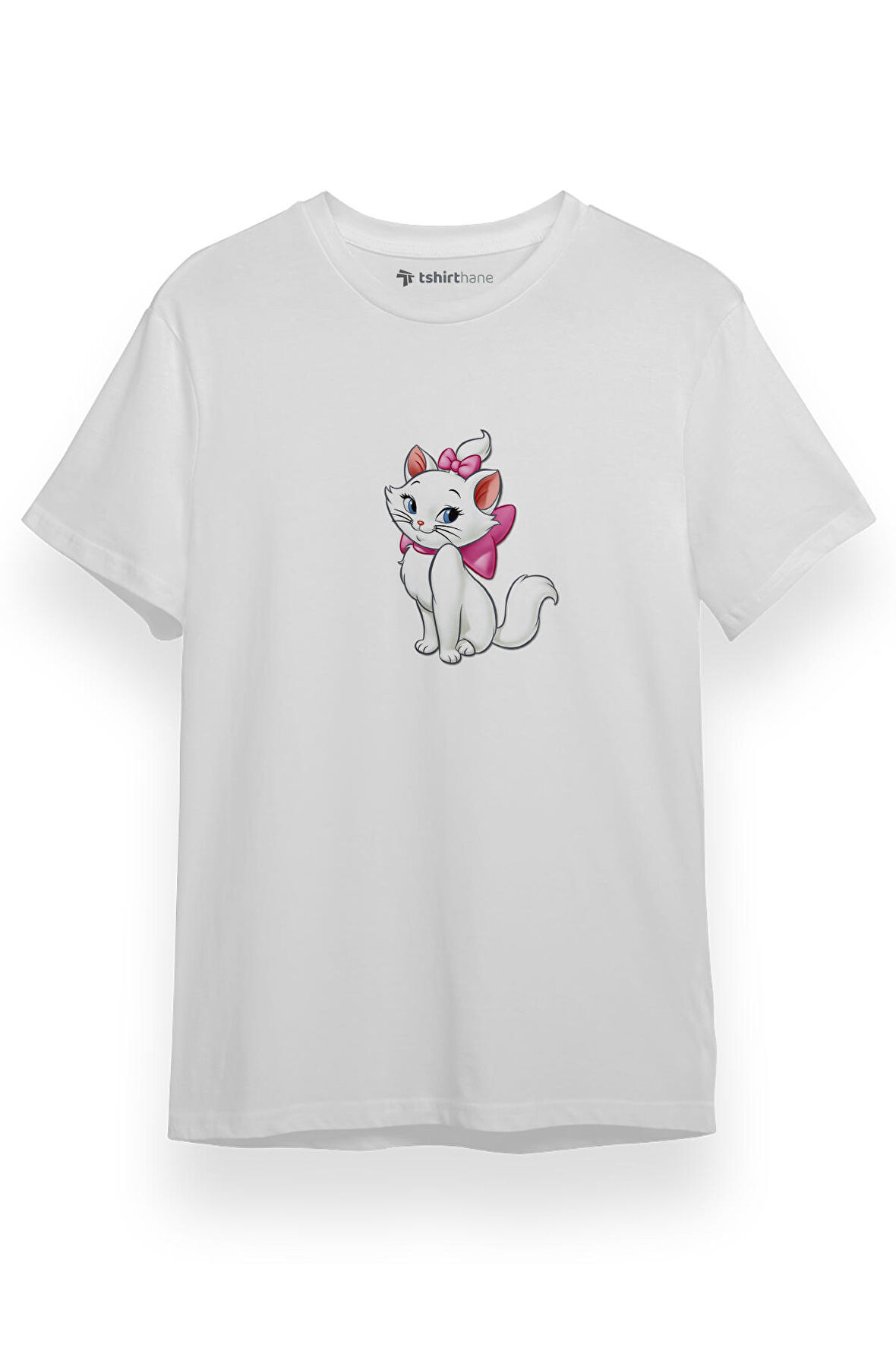 Kedi Beyaz Kısa kol Erkek Tshirt