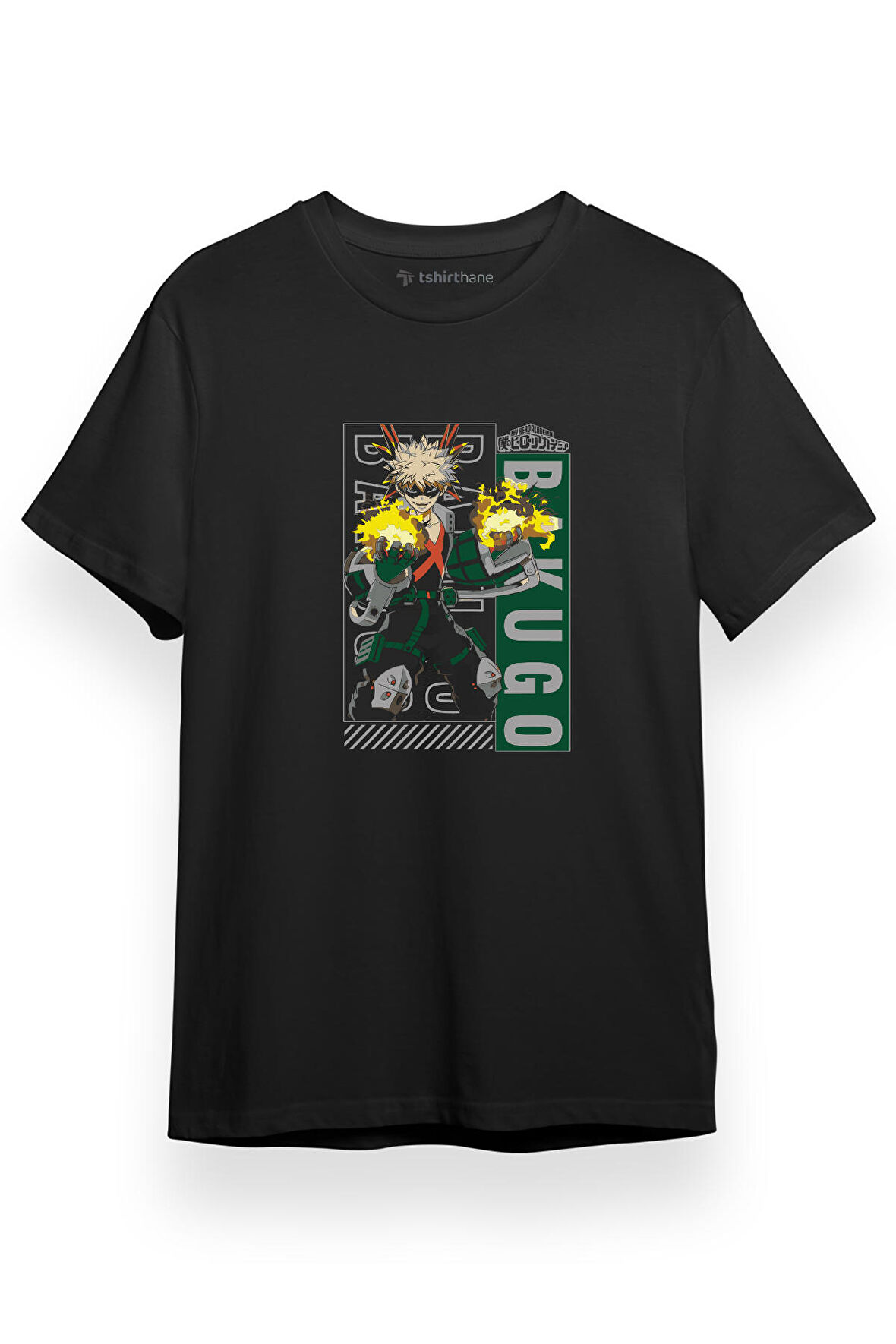 My Hero Academia Anime Kacchan Katsuki Bakugo Art Siyah Kısa kol Erkek Tshirt