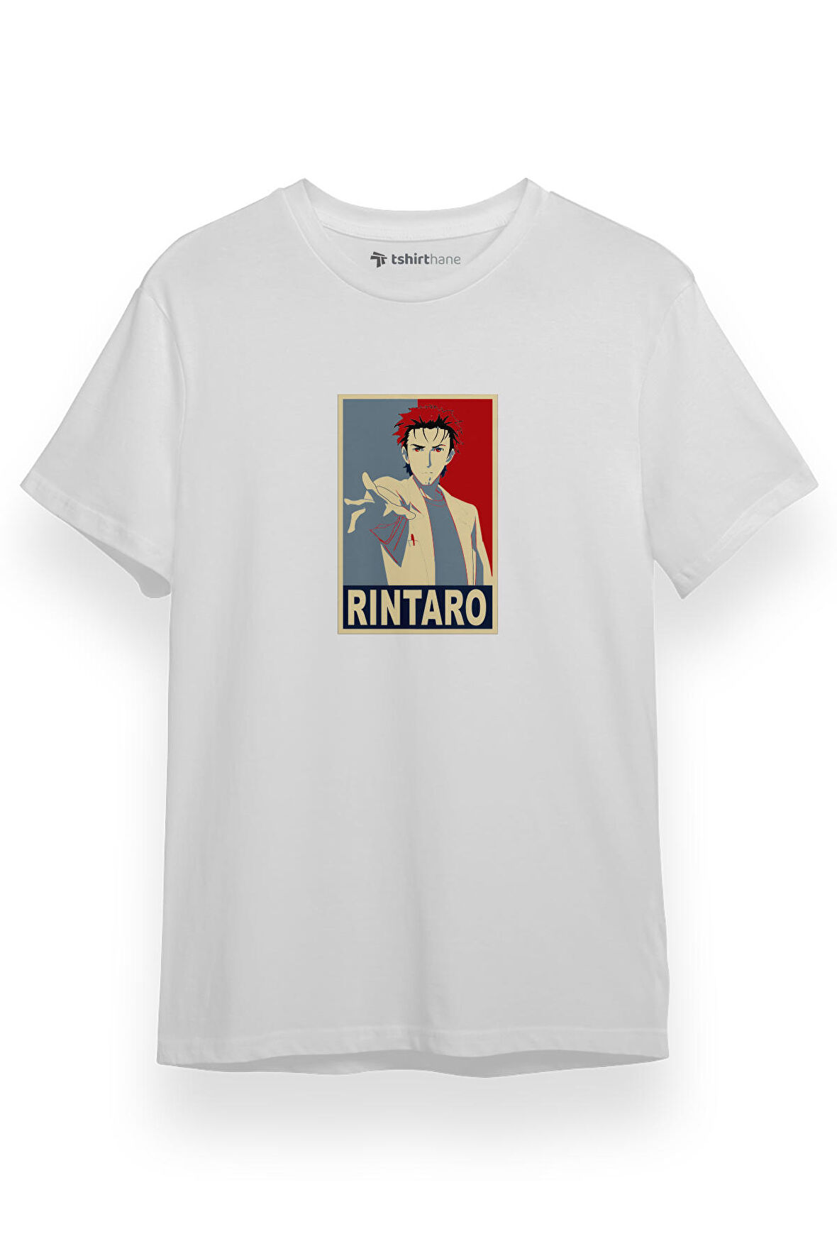 Steins Gate Rintaro Okabe Poster Beyaz Kısa kol Erkek Tshirt