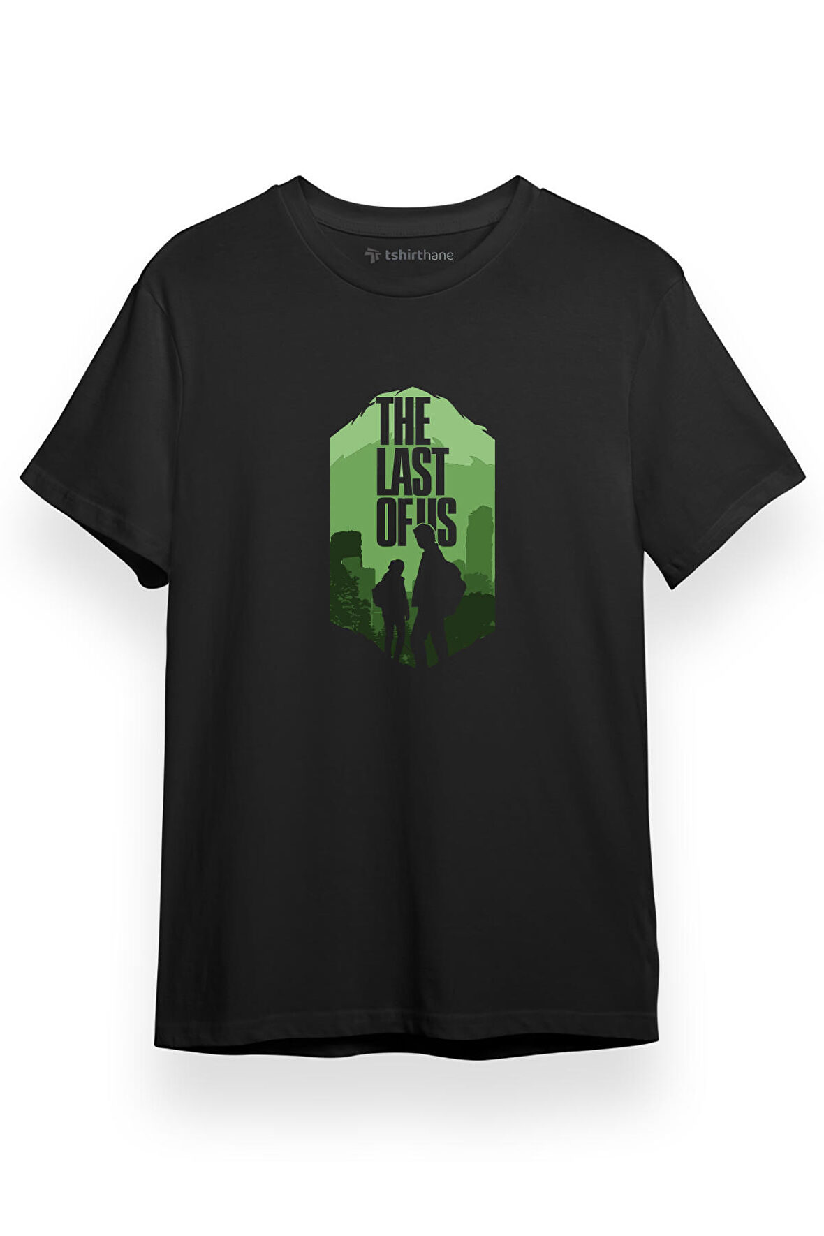 The Last Of Us Ellie Joel Green Amblem Siyah Kısa kol Erkek Tshirt