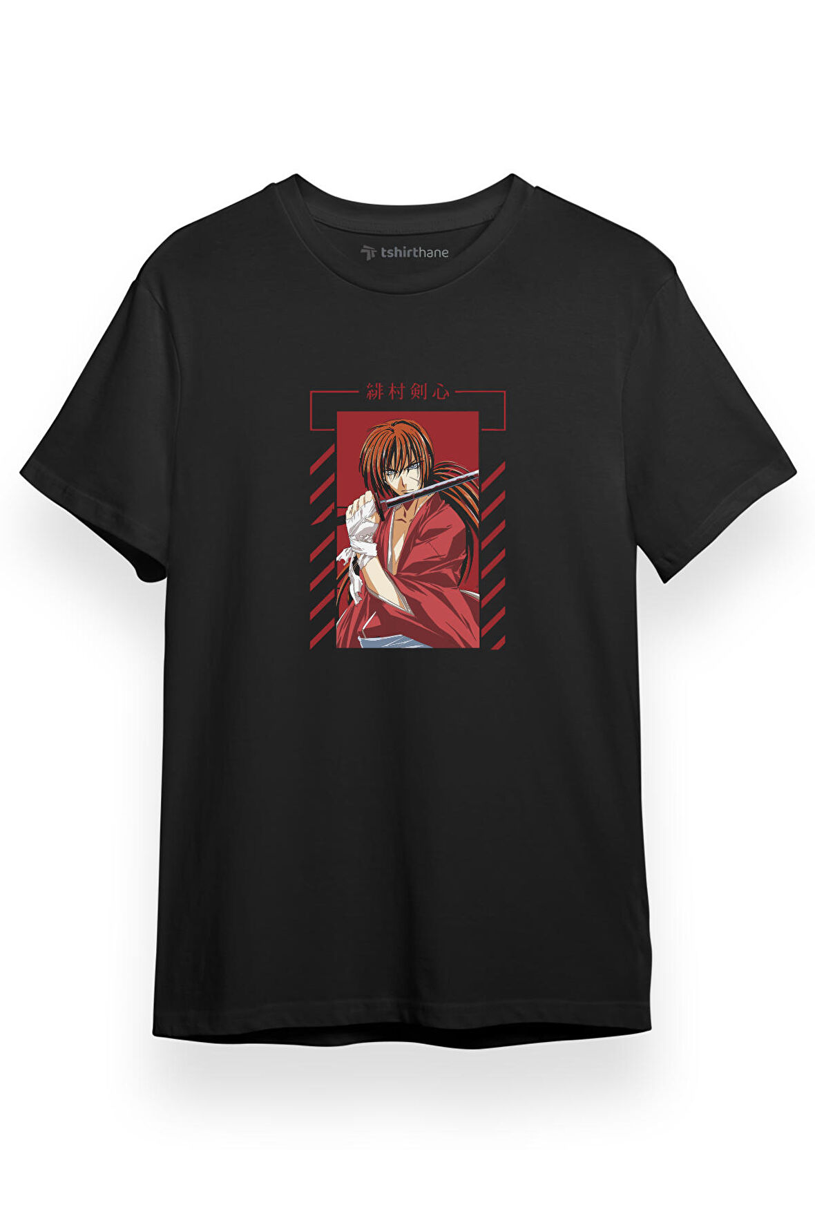 Rurouni Kenshin Killer Poster Siyah Kısa kol Erkek Tshirt