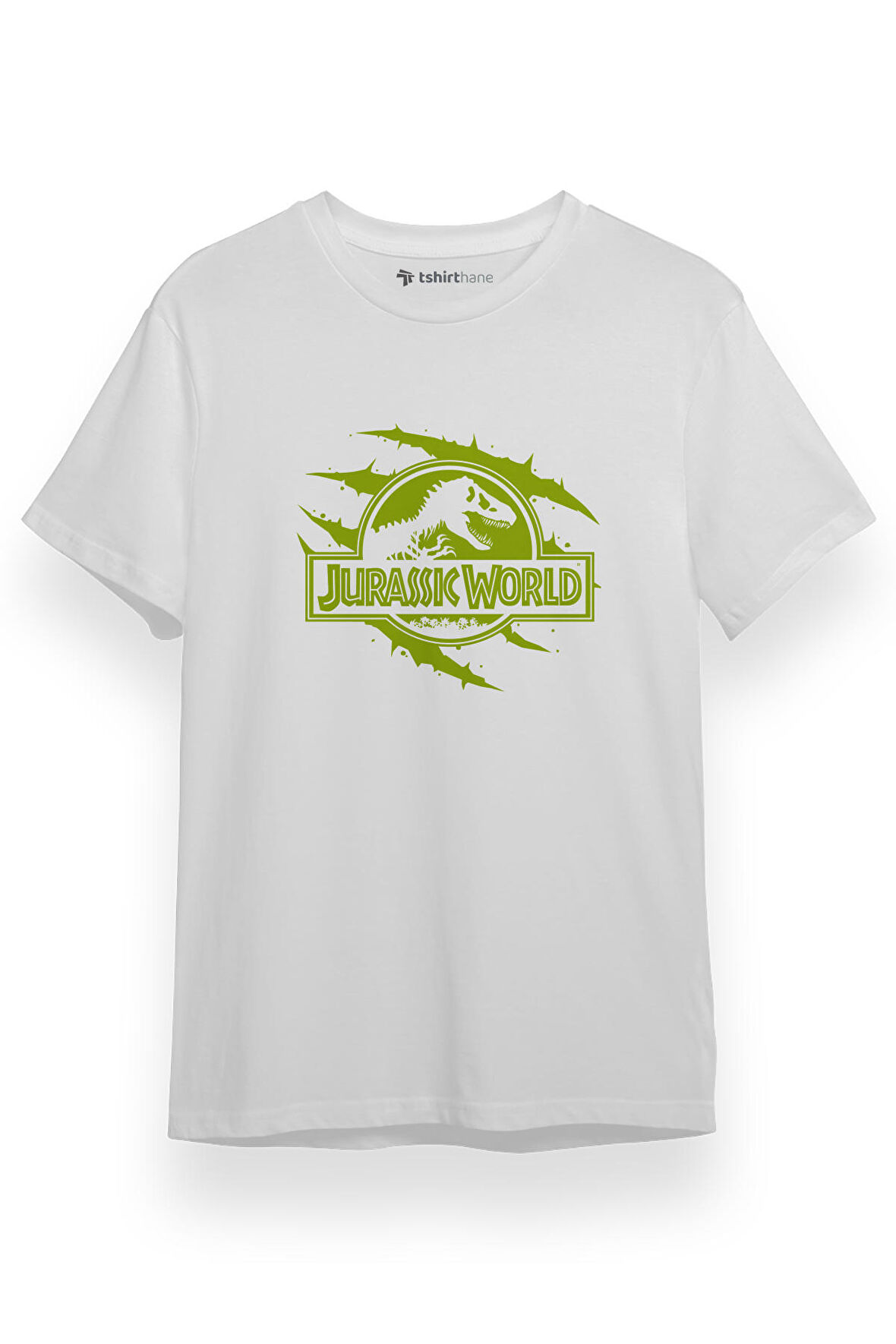 Jurassic World Pençe Logo Beyaz Kısa kol Erkek Tshirt