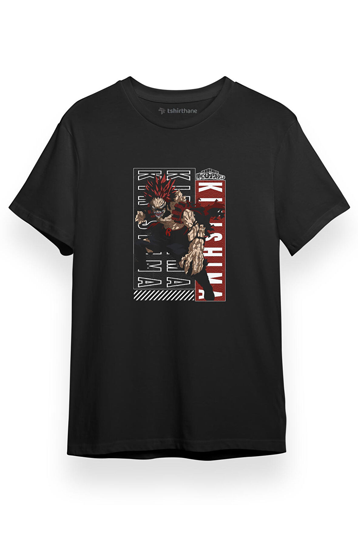 My Hero Academia Red Riot Eijiro Kirishima Art Siyah Kısa kol Erkek Tshirt