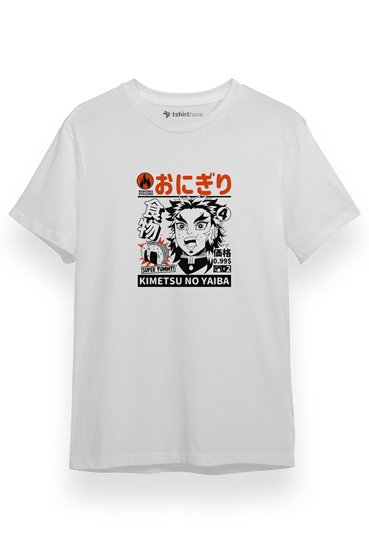Demon Slayer Anime Super Yummy Beyaz Kısa kol Erkek Tshirt