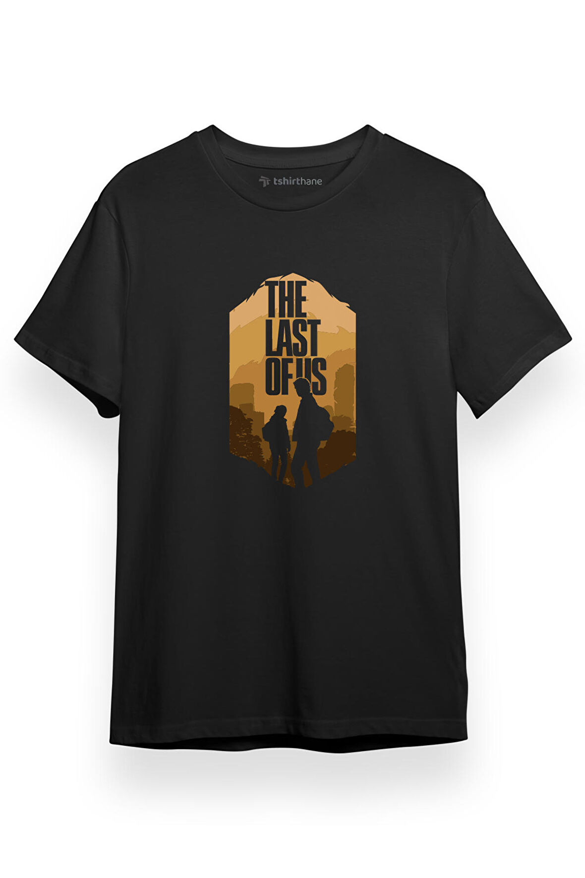 The Last Of Us Ellie Joel Orange Amblem Siyah Kısa kol Erkek Tshirt
