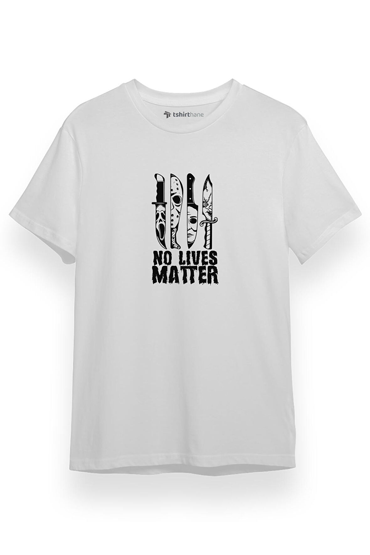 Horror Knifes No Live Matter Beyaz Kısa kol Erkek Tshirt