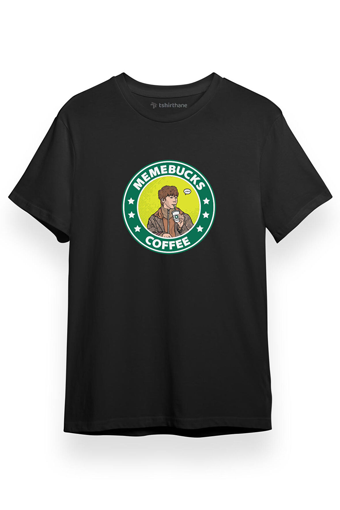 Monsta X Hyungwon Memebucks Coffee Siyah Kısa kol Erkek Tshirt