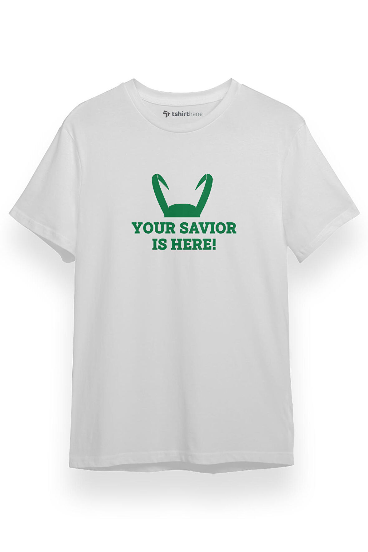 Loki Your Savior Is Here Beyaz Kısa kol Erkek Tshirt