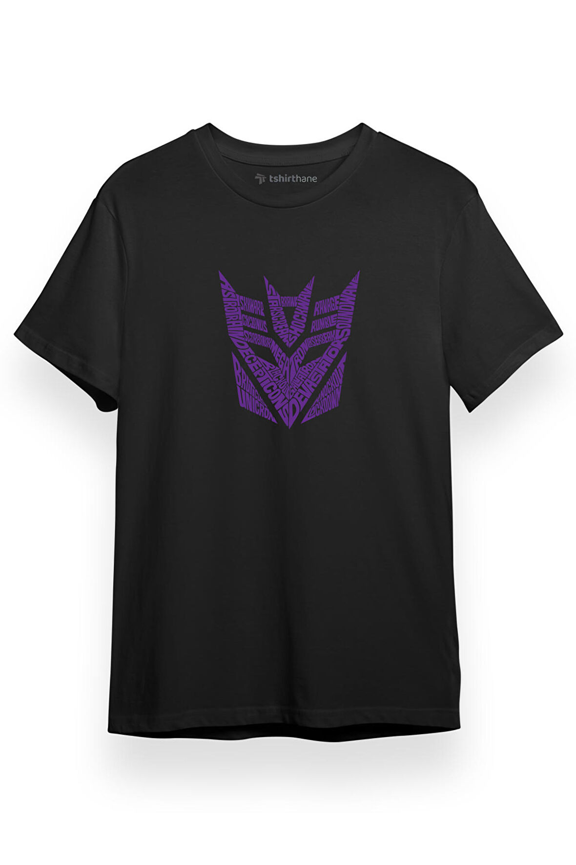 Transformers Decepticons Logo Siyah Kısa kol Erkek Tshirt