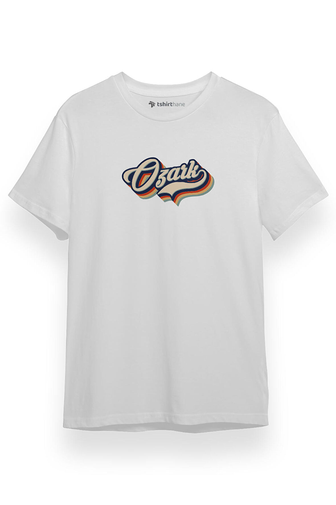 Ozark Rainbow Letter Beyaz Kısa kol Erkek Tshirt