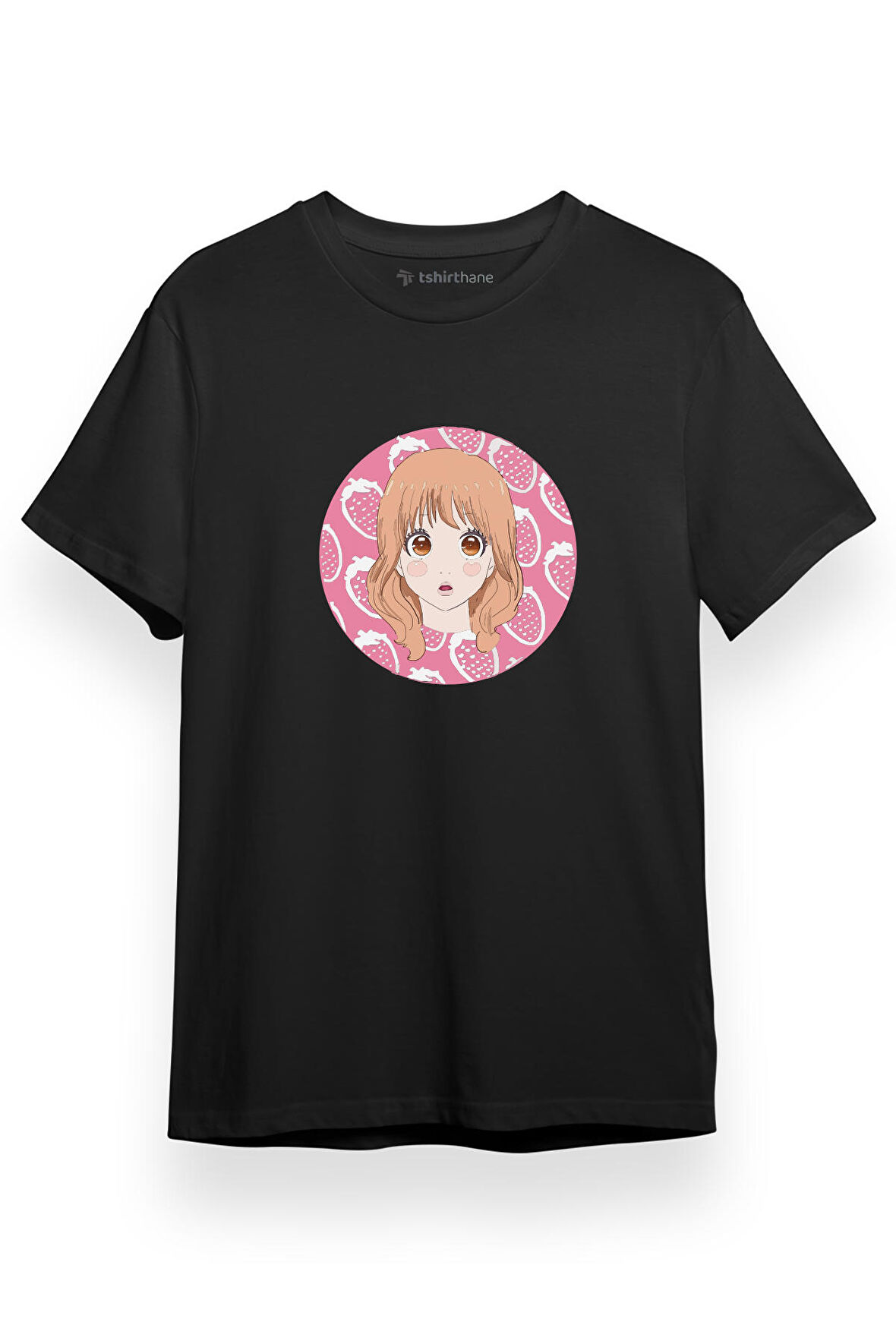 Monogatari Anime Rinko Yamato Circle Poster Siyah Kısa kol Erkek Tshirt