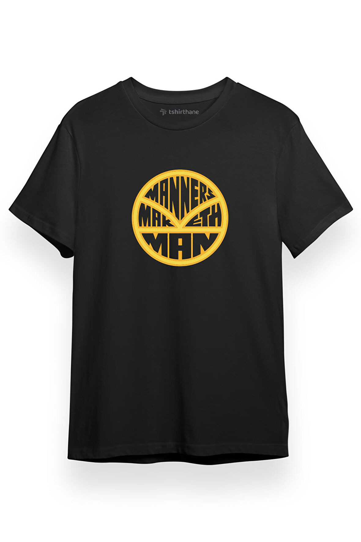 Kingsman Manners Maketh Man Circle Logo Siyah Kısa kol Erkek Tshirt