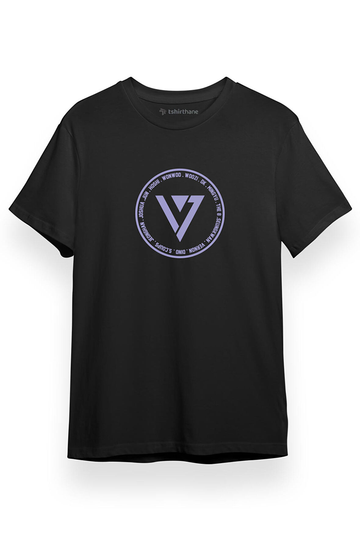 Seventeen Members Logo Siyah Kısa kol Erkek Tshirt
