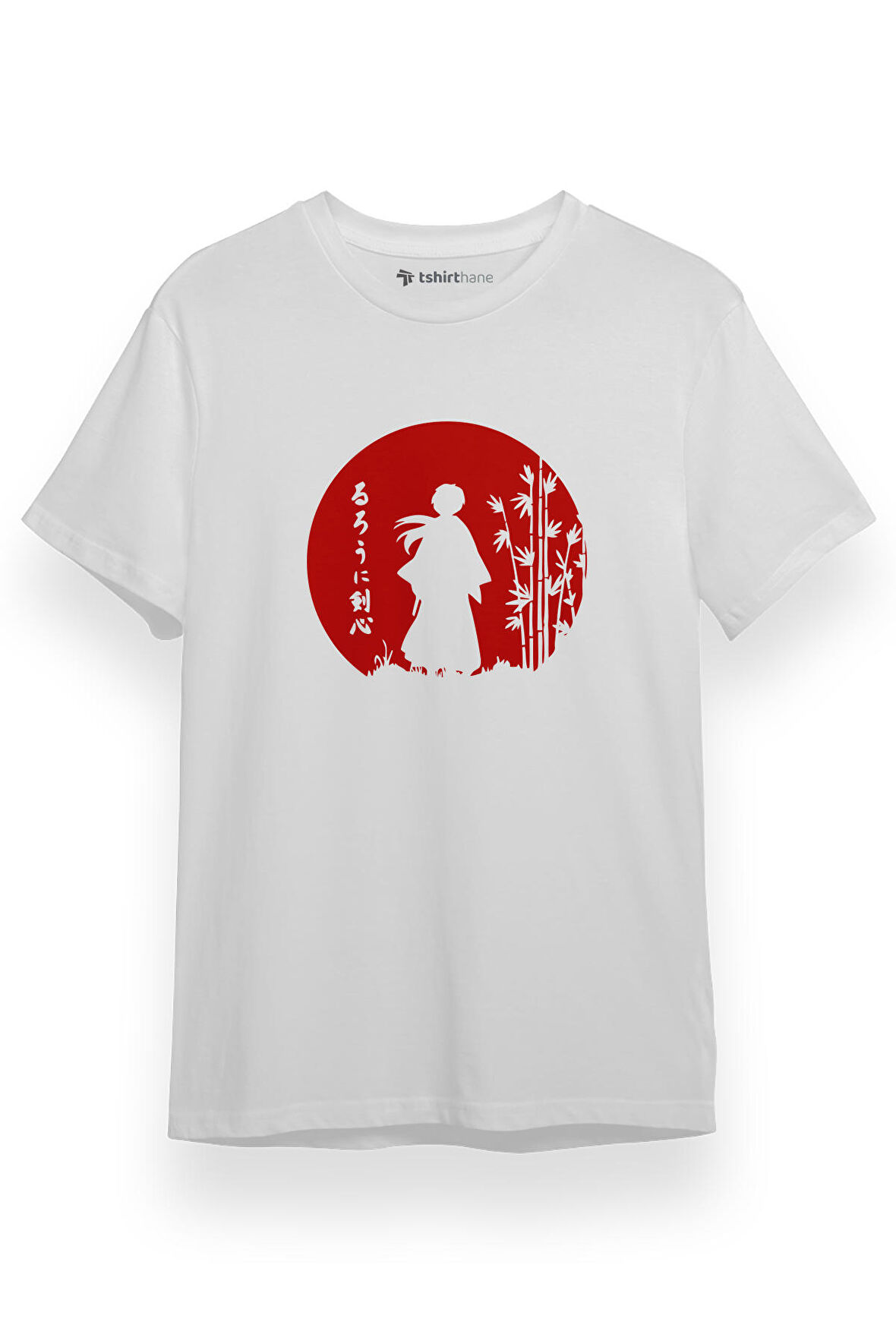 Rurouni Kenshin Retro Vintage Beyaz Kısa kol Erkek Tshirt