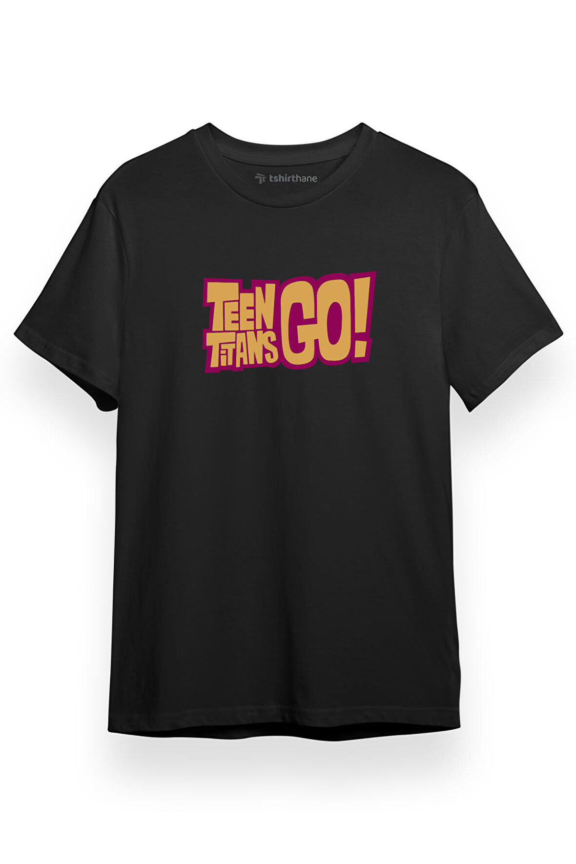 Teen Titans Go Yazı Siyah Kısa kol Erkek Tshirt