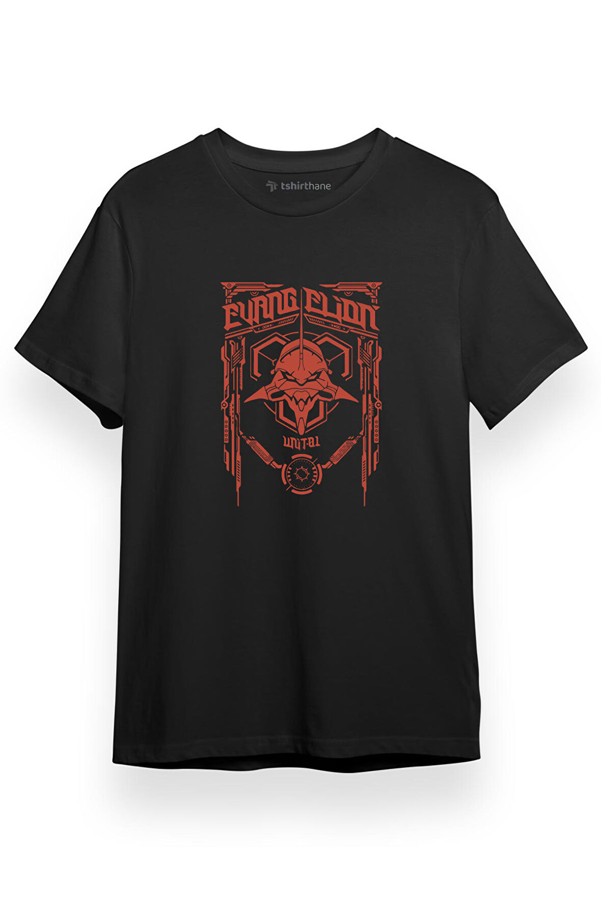 Neon Genesis Evangelion Red Poster Siyah Kısa kol Erkek Tshirt
