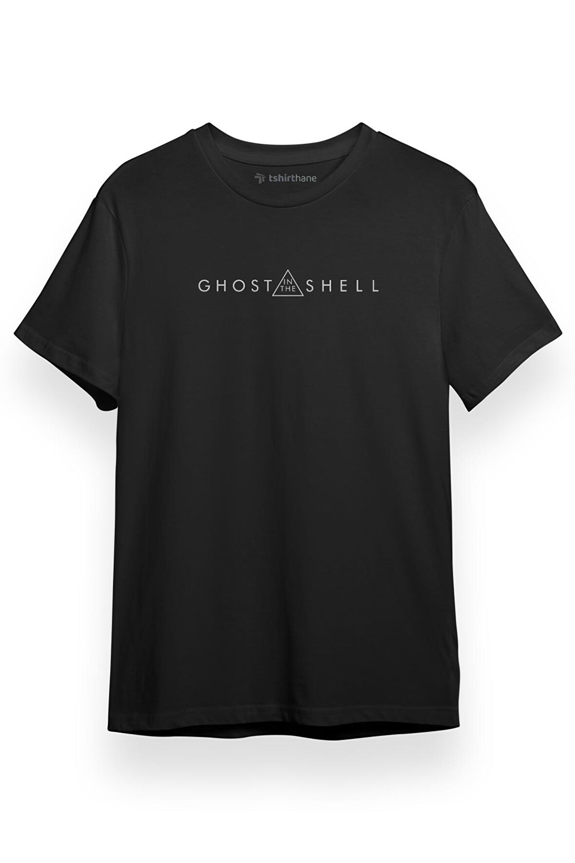 Ghost In The Shell Anime White Logo Siyah Kısa kol Erkek Tshirt