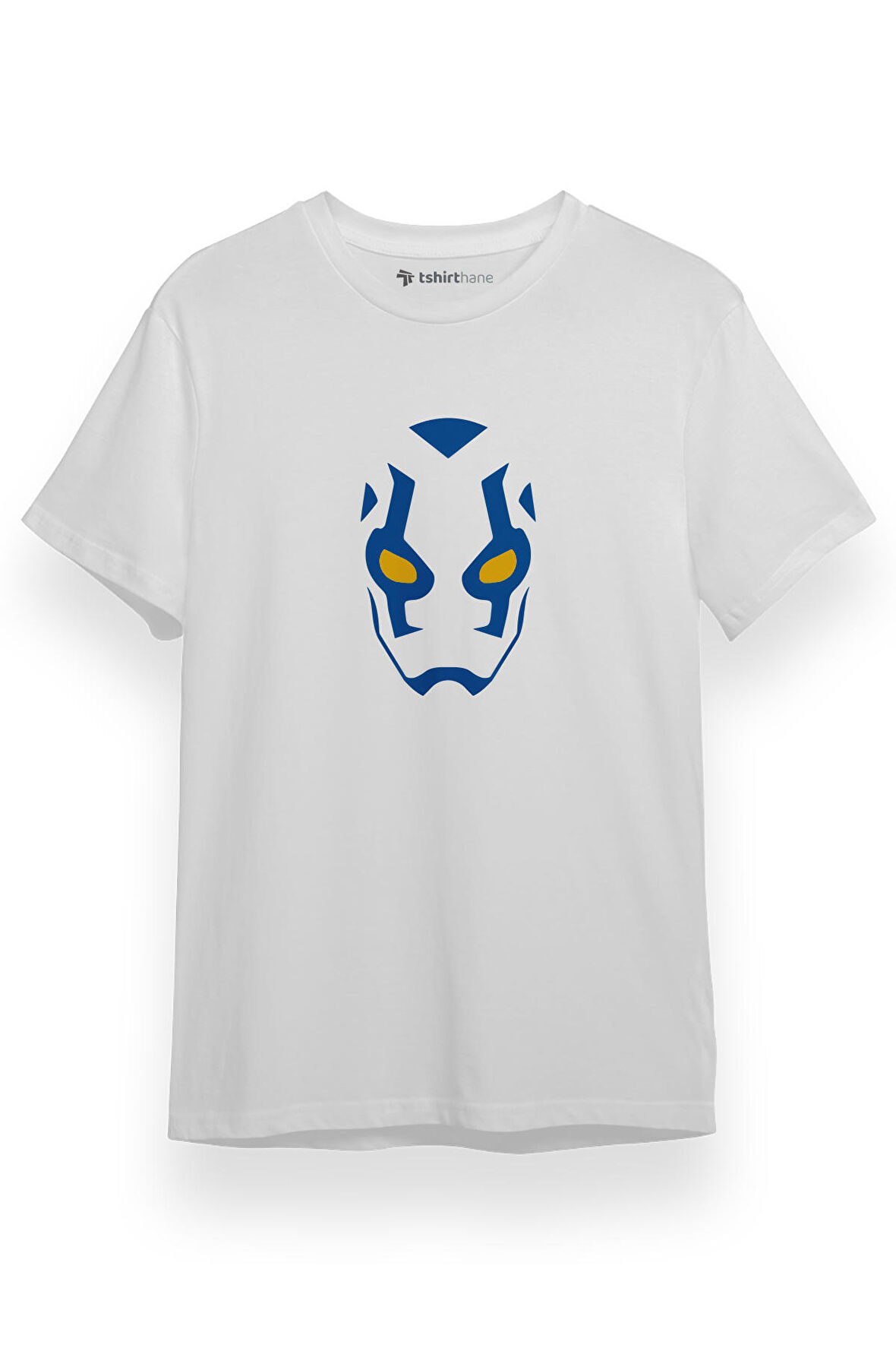 Blue Beetle Mask Beyaz Kısa kol Erkek Tshirt