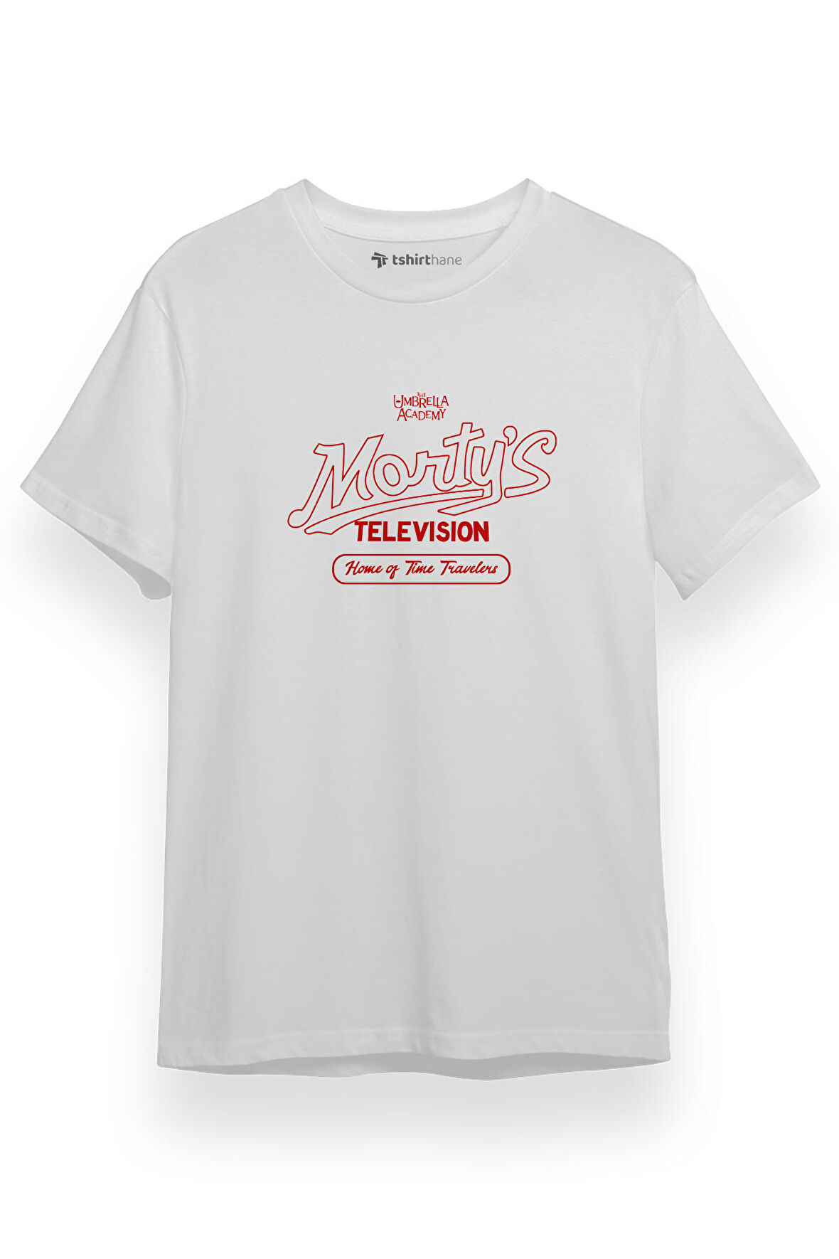 The Umbrella Academy Morty's Television Beyaz Kısa kol Erkek Tshirt