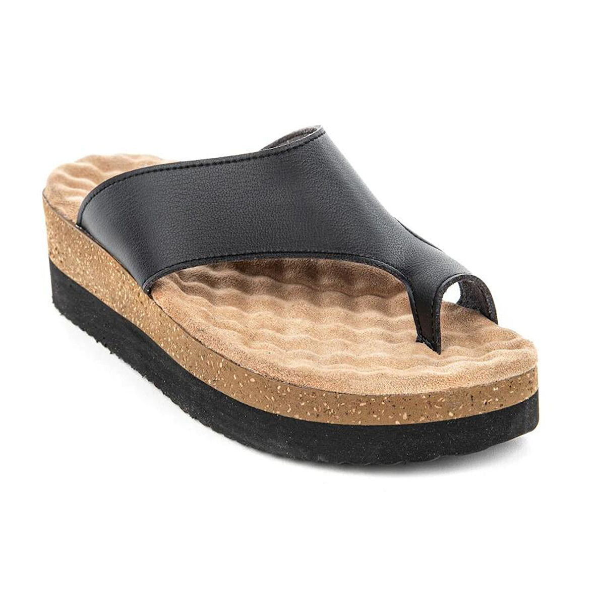 Muya Hora Anatomik Günlük ParmakArası Kadın Terlik-Siyah