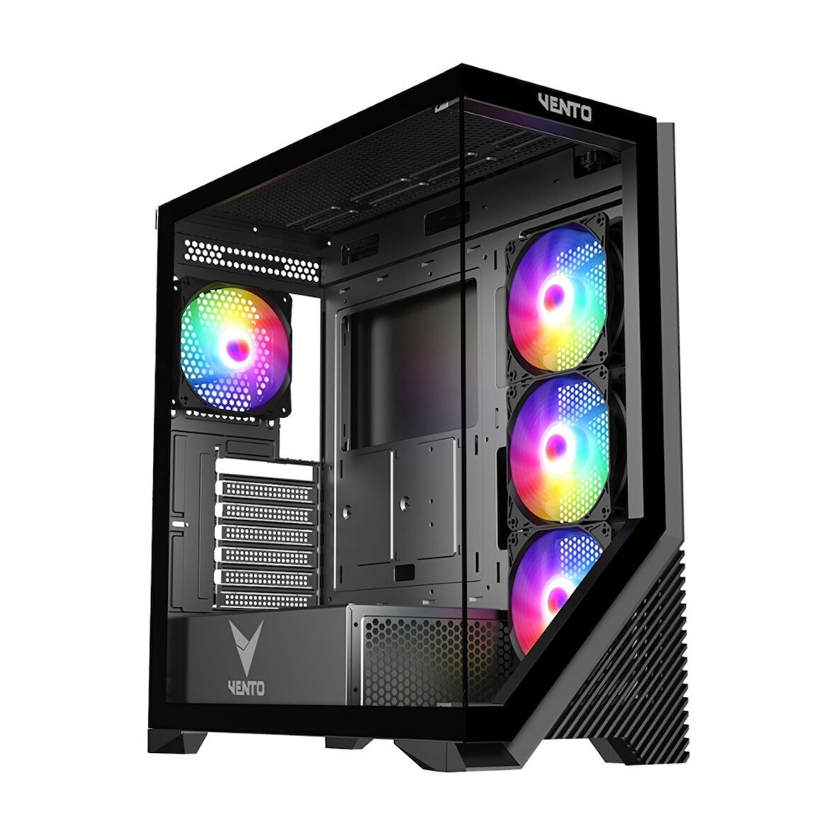 VENTO VG4202FL FSP 850W GEN5 4x120mm Rainbow RGB Fan USB 3.0 Temperli Cam Siyah Gaming (Oyuncu) Kasa