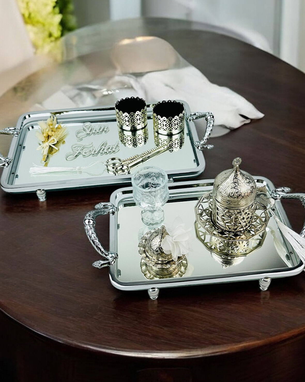  Passion Gümüş Şık Söz Tepsisi ve Nişan Tepsisi