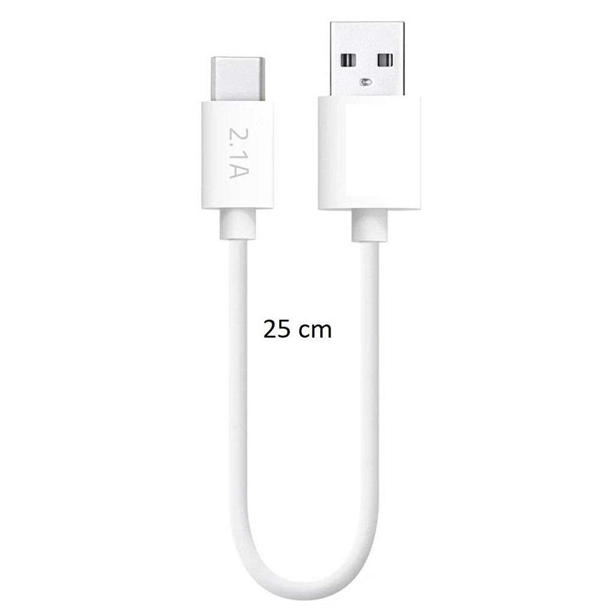 Type-C To Usb Şarj Kablosu 2.1A 25cm Samsung Xiaomi Huawei Oppo Uyumlu Powerbank Şarz Aksesuarı