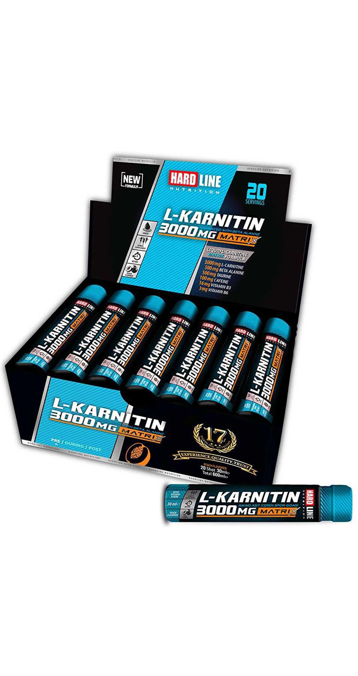 Hardline Nutrition Matrix Şeftali Aromalı 20 Ampul 30 ml