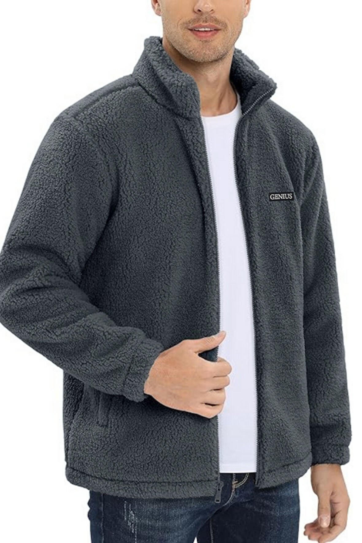 Oversize Peluş Sweatshirt Erkek Polar Sweatshirt Erkek Sweatshirt OVERSIZE-PELUSS